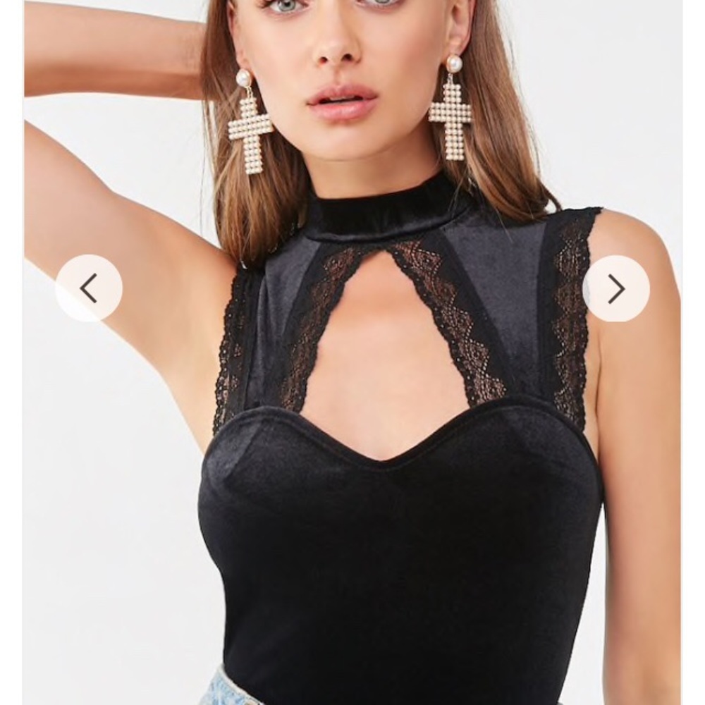 NWT Black Velvet Choker Bodysuit Forever 21